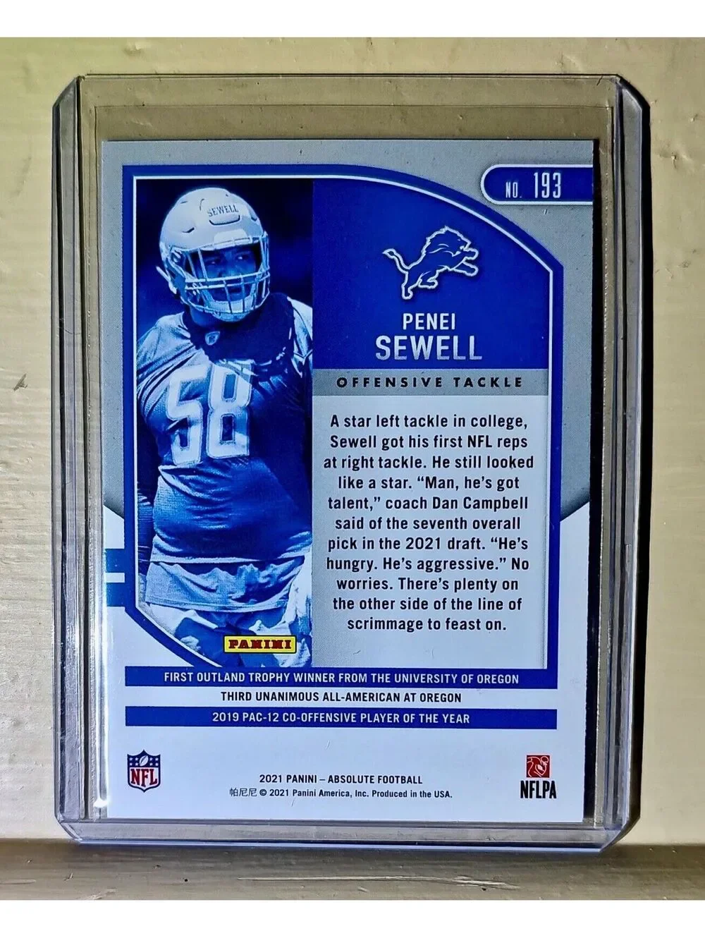 Penei Sewell 2021 Panini NFL Absolute Rookie Football #193 Card